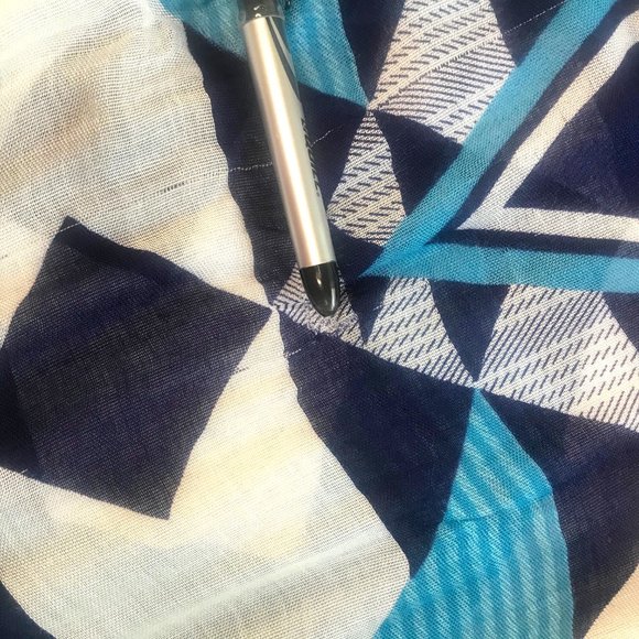 Navy, Blue, Cream and Tan Geometric Express Scarf - Picture 7 of 7